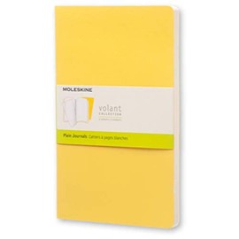Moleskine Volant Journal (Set of 2), Large, Plain, Sunflower Yellow, Brass Yellow, Soft Cover (5 X 8.25)