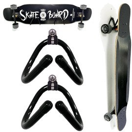 Pmsanzay 2 Pack Universal Skateboard Wall Mount Rack. Horizontally/Vertically Wall Mounted Storage - Fits Virtually All Cruiser Boards, Skateboards, Penny Boards, Longboards,etc (Hardware Included)