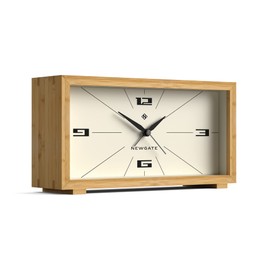 NEWGATE® Lemur Alarm Clock in Bamboo - Bedside Clock - Desk Clock - Modern Alarm Clock - Mantel Clock - Bedroom Accessories - Retro Dial - Office Clock - Bamboo Case - Simplified Numeral Dial