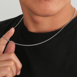 KRKCLIFE 3MM Chain Necklace for Women Men 20", 14K White Gold Plated/Stainless Steel Cuban Link Curb Chain Necklaces, Cool Style Anti-Allergies, Durable No Fading