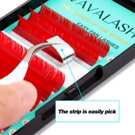 VAVALASH Colored Easy Fan Eyelash Extensions 0.07 C Curl 8-15mm Mixed Tray Red Self Fanning Lashes 2D-10D Colorful Volume lash extensions（Red,0.07-C-8-15 Mix）