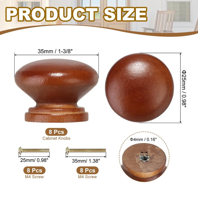 PATIKIL 1-3/8 Inch Knobs, 8 Pcs Round Drawer Dresser Knobs