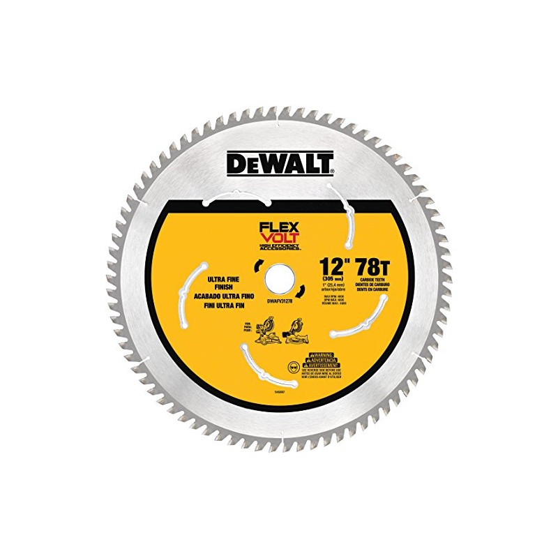 DEWALT DWAFV31278 Flexvolt 78T Miter Saw Blade, 12"