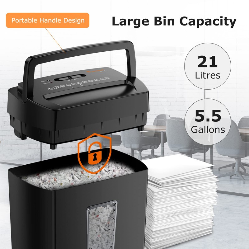 Bonsaii 12-Sheet Cross Cut Shredder, P-4 High Security Shredding, 5.5