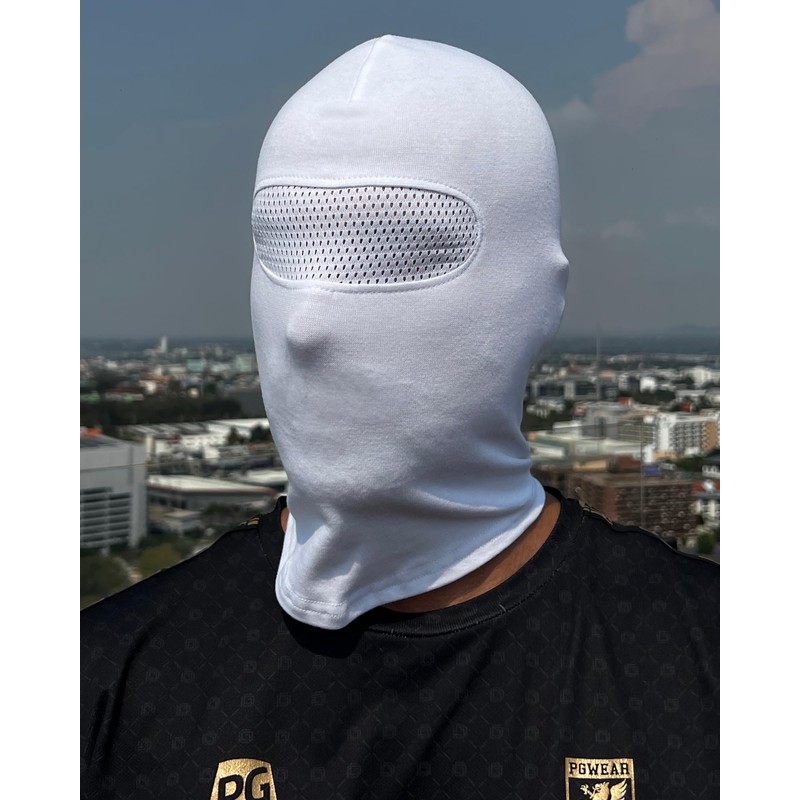 Balaclava in White with Mesh in Front of Eyes for