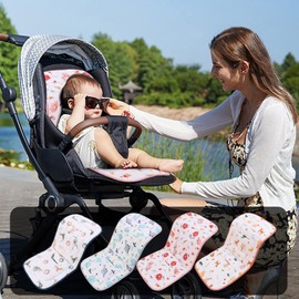 LAT Baby Stroller Seat Liners, Pram Liners, Cooling 100% Cotton Baby Pram Liner, Padded Universal Seat Cushion, Pushchair, Pushchair for Toddlers (Flowers)