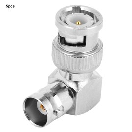 BNC Male 5Pcs BNC L Shape Adapter 90 Degree Brass BNC Male to Female Coaxial Cable Wire Adapter Coax Male