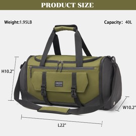 ARGUFI - Bolsas de gimnasio para hombres y mujeres con compartimento para zapatos y bolsillo húmedo, A-TG-002-Verde, L22*W10.2*H10.2(IN)