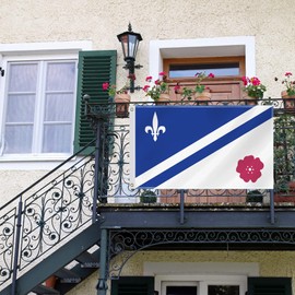 3×5 FT Franco-Albertan Flag,Large Canada Albertain Decor,French-Canadian Association of Alberta,Francophone Double Side Digital Printed 150D Polyester Banner With Canvas Header Brass Grommet For Outdoor Indoor Parade Car