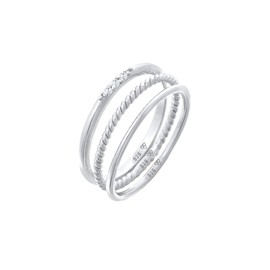 Elli Women's Stacking Basic Ring Set of 3 with Zirconia Crystals in 925 Sterling Silver, Crystal, Cubic Zirconia