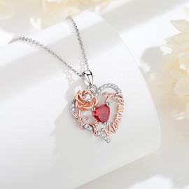 EUDORA Harmony Ball Heart Mother Daughter Necklace for Women 925 Sterling Silver Mum Necklace Mother Pendant Jewellery with Roses Mother's Day Gift for Women Mother Mum Grandmother Wife Daughter