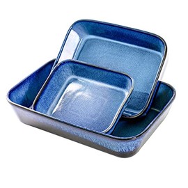 UNICASA Baking Dishes for Oven, Ceramic Casserole Dish Bakeware Set, 9x13 In Lasagna Pans, Blue Baker Dish for Cooking, Dinner - Reactive Glaze Blue