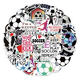 TWSTYFAL Soccer Stickers 50pcs Soccer Sports Decals Waterproof Vinyl Football Stickers for Boys Girls Laptop Luggage Water Bottle Hydro Flasks Phone Cases Computer