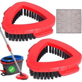 Scrub Brush for O Cedar RinseClean 2 Tank System, Ocedar Scrubber Mop , Spin Mop Scrub Brush  Replacement, 1 Cleaning Clothes & 2 count Hard Bristle Floor Scrub Brush for Bathroom, Kitchen, Tub