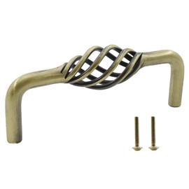 TTZEZE 6 Pack Cabinet Knobs, Birdcage Nest Twist Handle Pull Cupboard Dresser Drawer Closet Wardrobe Bookcase Hardware for Kitchen Bathroom Bedroom with Screws (Hole Center 128mm/5.04", Bronze)