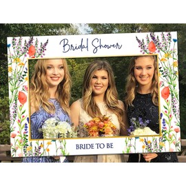 JeVenis Wildflower Bridal Shower Photo Booth Props Bride to Be Photo Booth Frame Floral Bridal Shower Party Supplies Hen Party Bachelorette Party Supplies