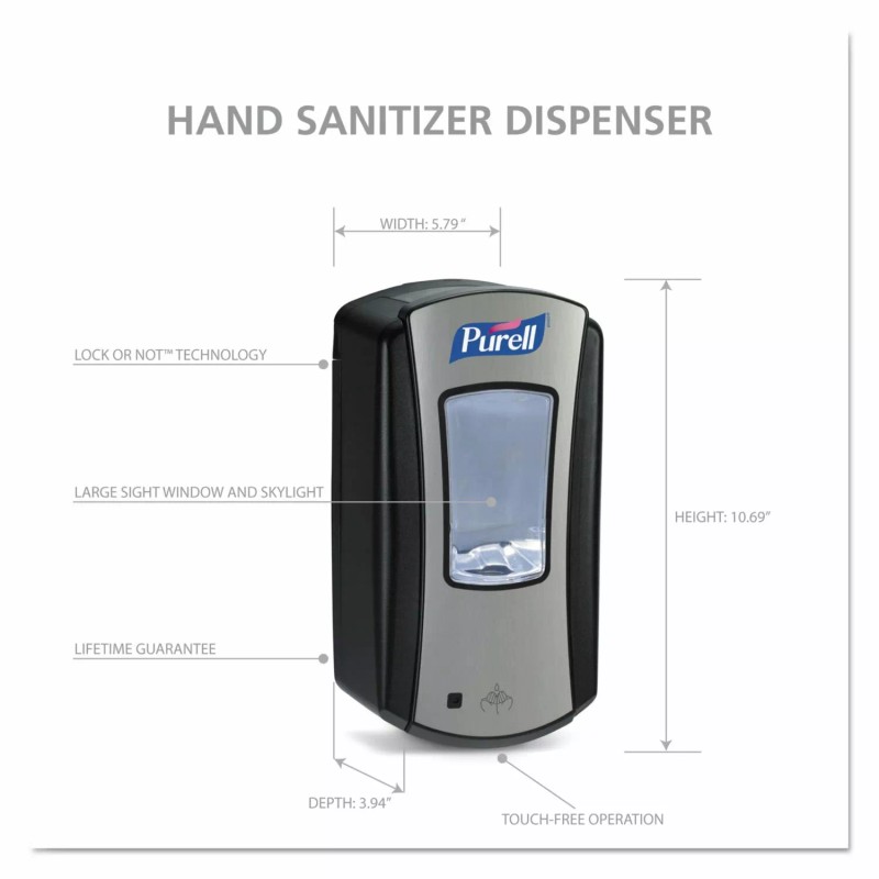 Purell *1-Pack* Gojo Purell LTX-12 Touch-Free Soap Dispense 1200ml Chrome/Black