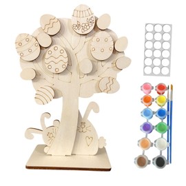 Perfeclan 3D Holz Osterei -Baumhandwerk Kit Osterdekoration für Kinder Sammlerstücke handgefertigtes Oramentholz Kunsthandwerk Kunstprojekt
