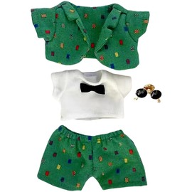Vavious 17cm Doll Clothes Set 4 Piece Gerrn Premium Trendy Outfit for Have A Seat Plush Dolls Designer Suit & T-Shirt & Glasses Dress Up Apparel Accessories (Green Style 5)