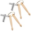 AceOrbit 2 Pieces Mini Drumsticks Drum Keys Keychains Wooden Dual