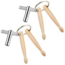 AceOrbit 2 Pieces Mini Drumsticks Drum Keys Keychains Wooden Dual Drumstick with Universal Drum Tuning Key Percussion Tools Gifts for Drummers Music Lovers