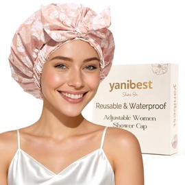 YANIBEST Gorro De Ducha Antideslizante De Lujo Yanibest Para Mujer Ajustable Impermeable Reutilizable Y Bonito Para Mantener El Cabello Seco Rosa