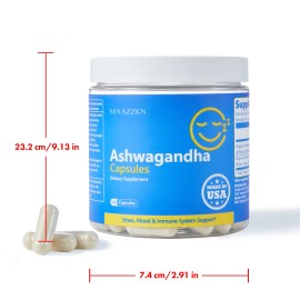 MAAZZKN Organic Ashwagandha Capsules – Stress Relief, Mood & Memory Support