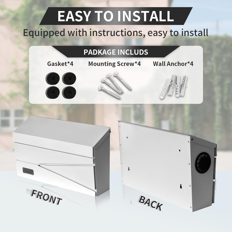 Ydocabinit Wall Mount Mailbox, Large Capacity Mailbox for House, Visibility