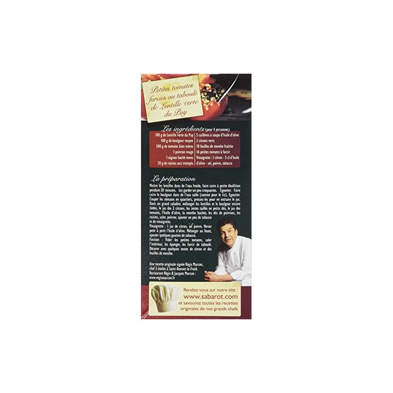 Sabarot French Green Lentils from Le Puy 500 Grams (Pack
