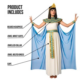 Morph De Luxe Women's Cleopatre Costume, Women's Cleopatra Costume, Egyptian Women's Costume, Women's Carnival Costume, Size XL