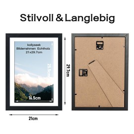 kollyseek Din A4 Picture frame 21x29.7cm Black Photo frame with acrylic glass Modern Picture frame Poster frame (A4,Black)