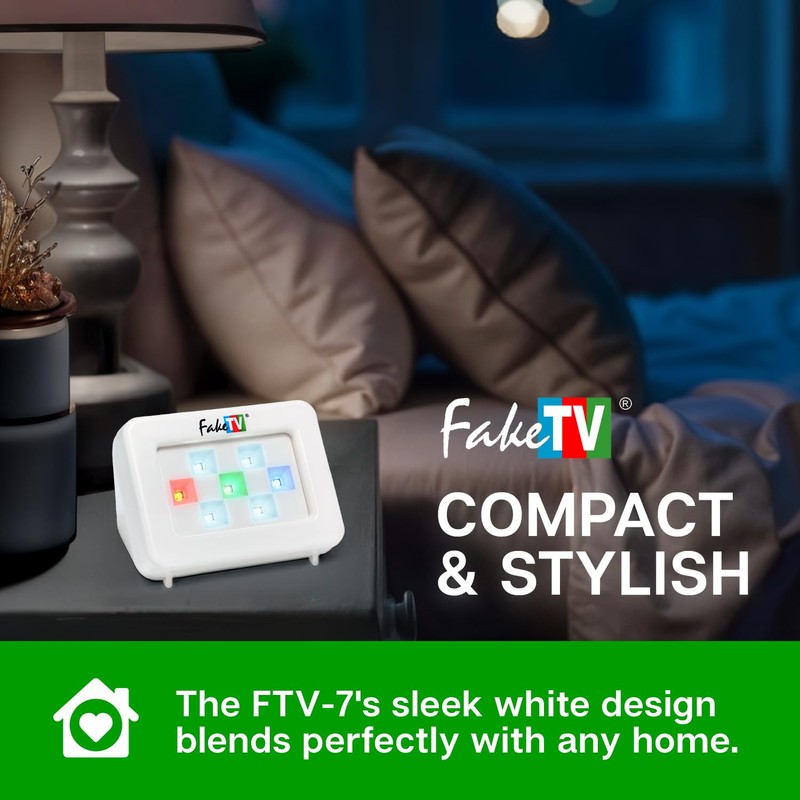 FakeTV - FTV-7 White – Advanced Home Security Television Simulator