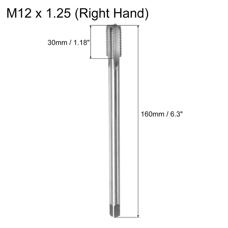 sourcing map Metric Thread Tap M12 x 1.25 H2 160mm