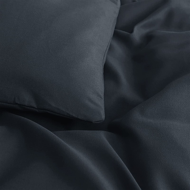 MOONLIGHT20015 Single Duvet Cover - Charcoal Solid Soft Single Bedding