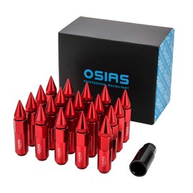 OSIAS Brand New 20PCS M12X1.5 Racing Wheel 60MM Lug Nuts with Socket Key for Red