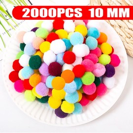 2000Pcs Color Pompoms 1 cm Fuzzy Pompoms Balls Assorted Mini Fluffy Pom Poms Multicolor Fuzzy Pompoms Balls for Bags DIY Creative Crafts Decorations Arts Projects