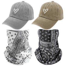 HTTDSLF Baseball Cap Women's Summer Baseball Cap with Heart-Shaped Embroidery Pattern Hat, Outdoor Sports Cap, Adjustable Baseball Cap, Sun Protection Baseball Cap for Summer Sports, with Face Scarves