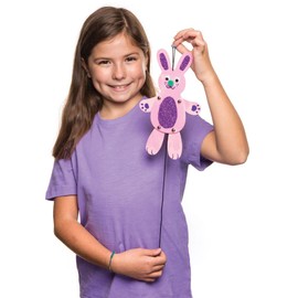 Baker Ross AW331 Bunny Wooden Puppet Kits (Pack of 4) Easter Crafts for Kids to Assemble and Decorate, 3.0 cm*26.0 cm*15.0 cm