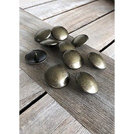Antique Brass Slightly Curved Metal Buttons with Eyelet 15 mm, 17 mm or 22 mm (Pack of 10) (15 mm)