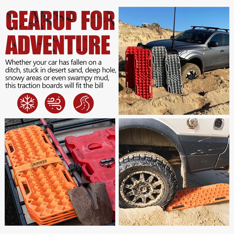 BUNKER INDUST Off-Road Traction Boards with Jack Base,Pair Recovery Track