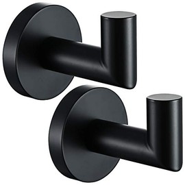 Matte Black Towel Robe Hook Individual,Large Wall Mounted Coat Hook,Bathroom Hardware Accessories Stainless Steel Towel Hook,2 Packs of 96018-8MB