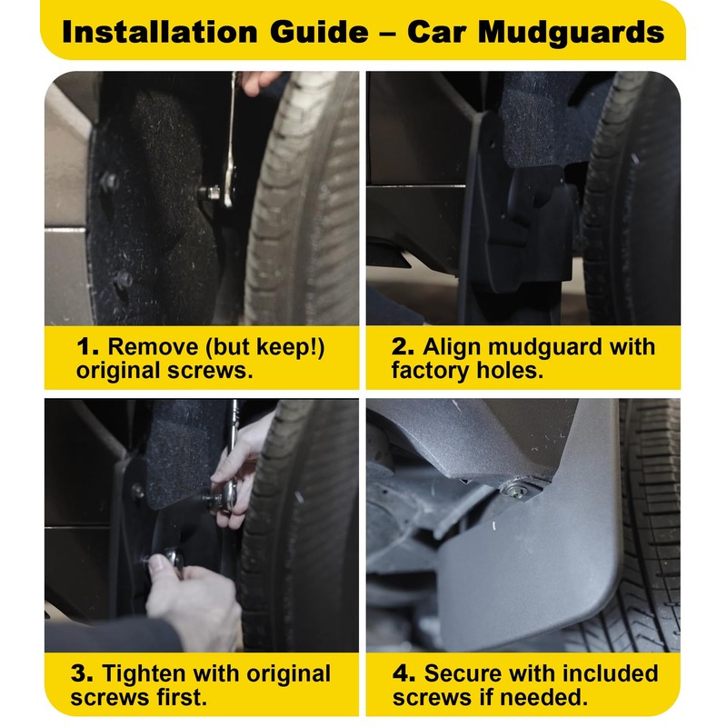 No Drill Mud Flaps for 2022-2026 Toyota Tundra Splash Guards,