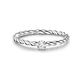 Glanzstücke München Women's Solitaire Ring 925 Sterling Silver with Zirconia, Silver