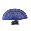 ALLinONE Chinese Scented Wooden Hand Held Folding Fans with Holder for Craft Home Wedding Party Event Decoration, Gifts (Blue)