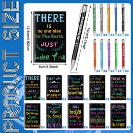 80 Pcs Inspirational Quotes Gifts Inspirational Notepads Inspirational Ballpoint Pens Motivational Journal Notebook Bulk with Pen Mini Journals Inspiring Pen for Student Teacher Office School
