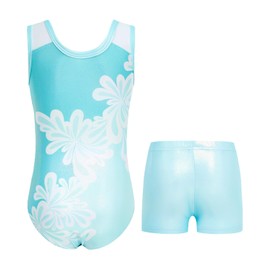 JiAmy Gymnastics Leotards for Girls, 3-4 Years Sparkly Sleeveless Biketards Unitards with Shorts Dance Ballet Tumbling Outfits