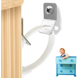 Furniture Straps, Furniture Safety Strap Anti-Tip Wall Anchors Protecting Kit for Cabinet Furniture Wall Fixing (10 Pack)