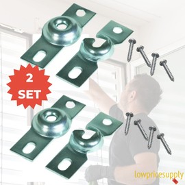 2 Pack - Silver Inside Mount Roller Shade Bracket Roller Window Shade Inside Mount Bracket, Curtain Rod Holder, Roller Window Shade Mount Brackets - Screws Included - 2 Pair