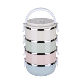 4 Tiers Lunch Box,Stackable Stainless Steel Thermal Compartment Lunch Snack Box,Insulated Lunch Bag Leakproof Food Storage for Student Office Worker