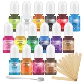 Barlone Epoxidharz Farbe Set, 16 Farben Konzentrierte Flüssiger Epoxidharz Farben mit 10 Rührstäbchen und 1 Löffel für Epoxy Resin Kunst, DIY Kunsthandwerk, Resin Farbe für Malerei, Schmuck, je 5ml